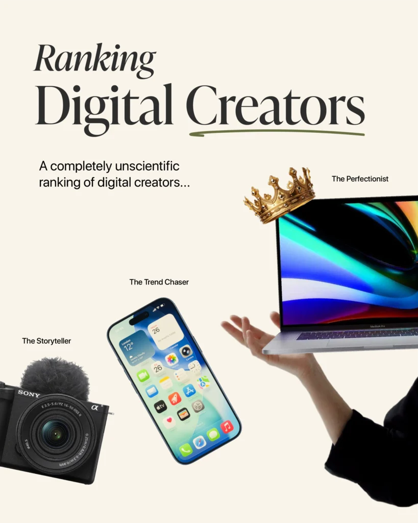 A humorous ranking of different types of digital creators